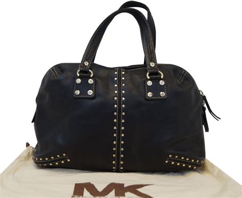 michael kors bag black with gold studs|Michael Kors astor shoulder bag.